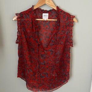 Misa Los Angeles Red Paisley Blouse